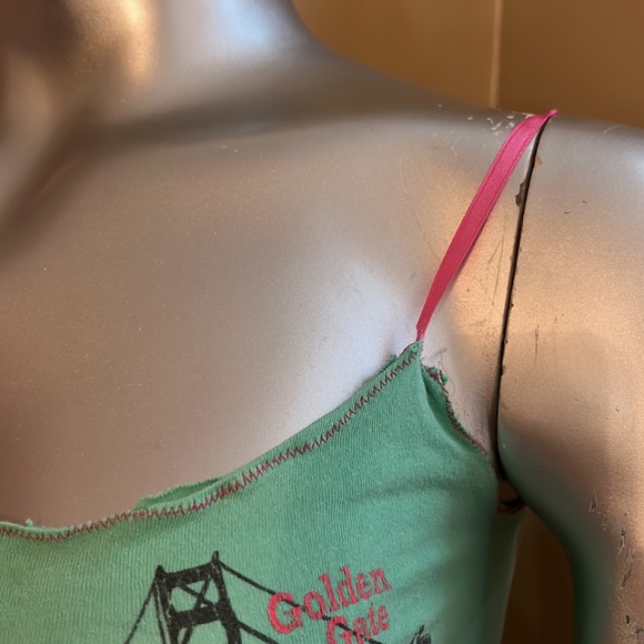 San Francisco vintage cropped crop top shirt xs small Alcatraz green hot pink - Picture 5 of 9